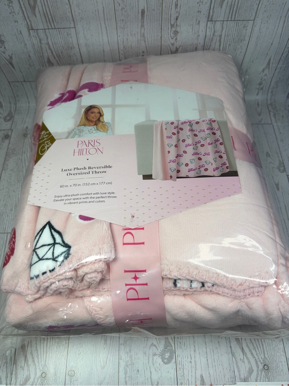 Paris Hilton Plush Reversible Oversized Throw 60in X 70in